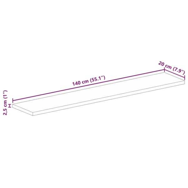 vidaXL Bordplate 140x20x2,5 cm rektangulær gjenvunnet heltre