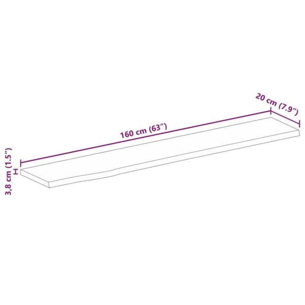 vidaXL Bordplate 160x20x3,8 cm naturlig kant grovt heltre mangotre
