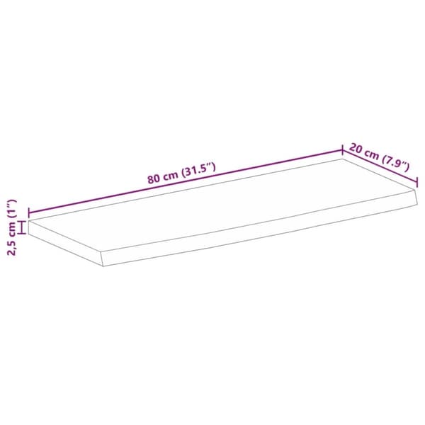 vidaXL Bordsskiva 80x20x2,5 cm levande kant massivt grovt mangoträ