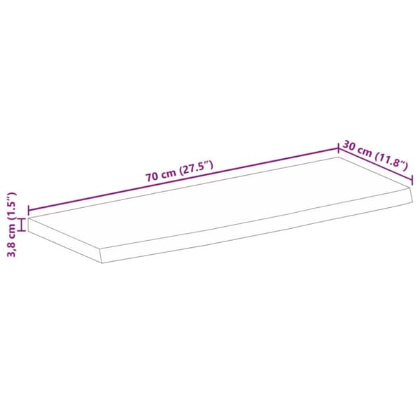 vidaXL Bordsskiva 70x30x3,8 cm levande kant massivt grovt mangoträ