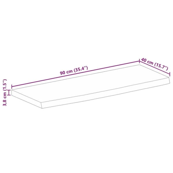 vidaXL Pöytälevy 90x40x3,8 cm elävä reuna karkea täysi mangopuu