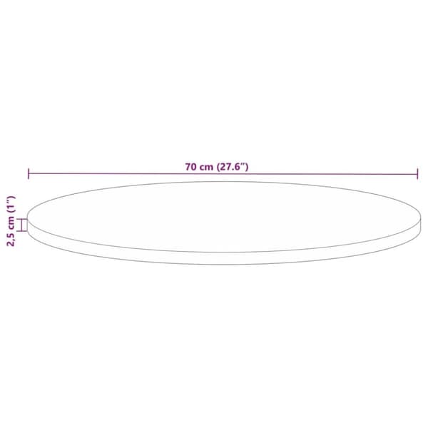 vidaXL Pöytälevy Ø70x2,5 cm pyöreä kierrätetty täyspuu