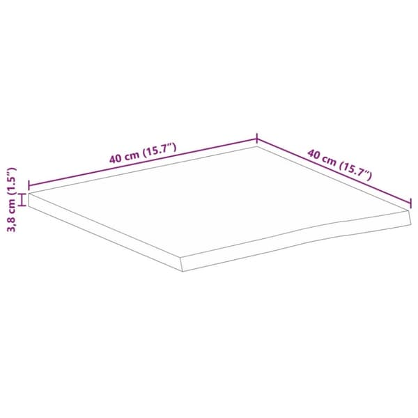 vidaXL bordplade 40x40x3,8 cm naturlig kant massivt ru mangotræ