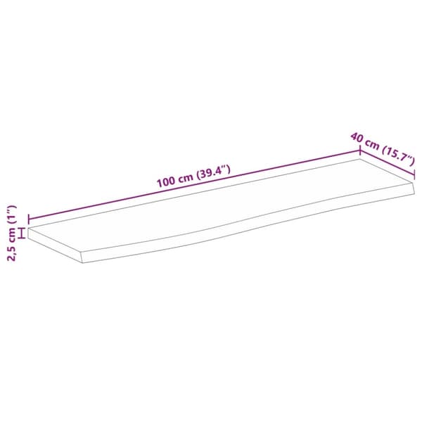 vidaXL Pöytälevy 100x40x2,5 cm elävä reuna karkea täysi mangopuu