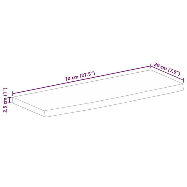 vidaXL bordplade 70x20x2,5 cm naturlig kant massivt ru mangotræ