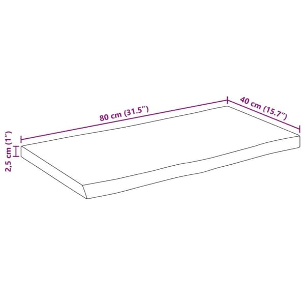 vidaXL Bordsskiva 80x40x2,5 cm levande kant massivt mangoträ