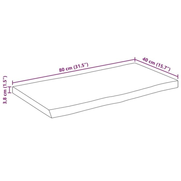 vidaXL Bordplate 80x40x3,8 cm naturlig kant heltre mango
