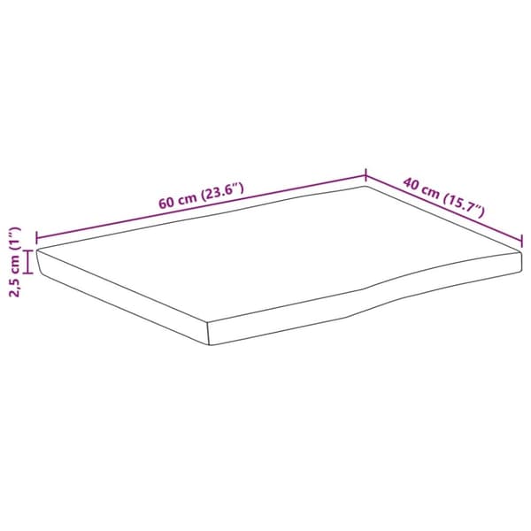 vidaXL Bordplate 60x40x2,5 cm naturlig kant heltre mango