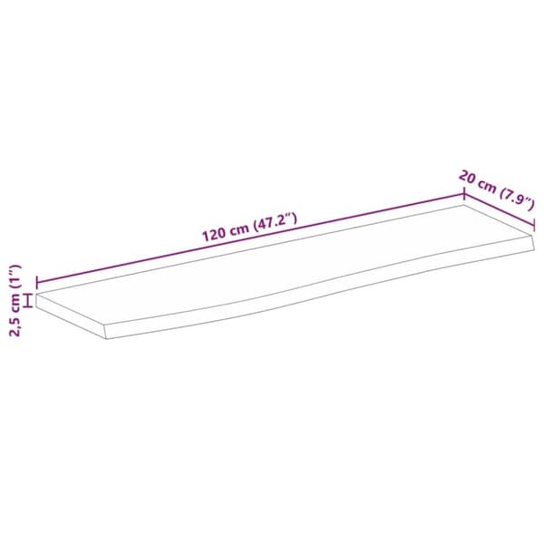 vidaXL Bordsskiva 120x20x2,5 cm levande kant massivt mangoträ