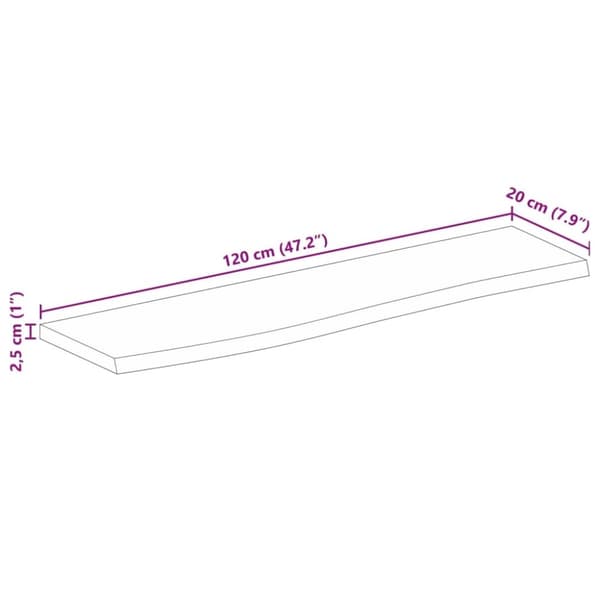 vidaXL Bordsskiva 120x20x2,5 cm levande kant massivt grovt mangoträ