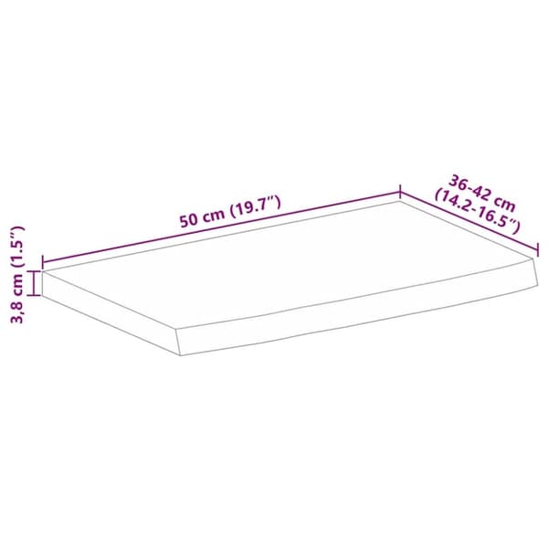 vidaXL Bordplate 50x40x3,8 cm naturlig kant grovt heltre mangotre