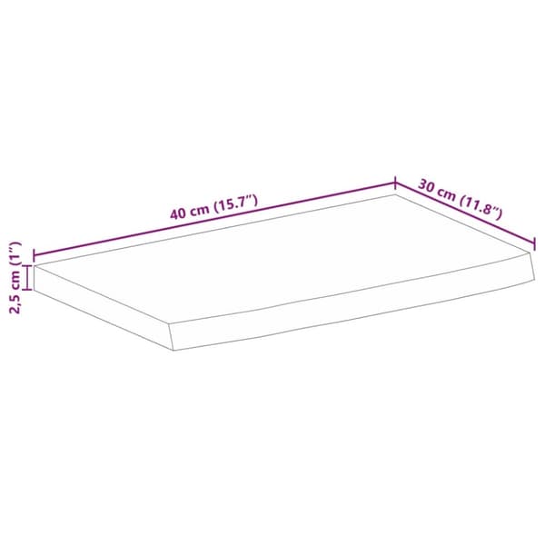 vidaXL Bordsskiva 40x30x2,5 cm levande kant massivt grovt mangoträ