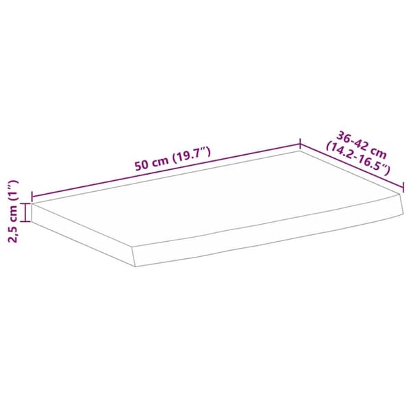vidaXL Pöytälevy elävä reuna 50x40x2,5 cm täysi mangopuu