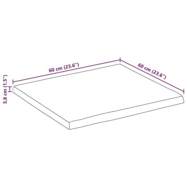 vidaXL Bordsskiva 60x60x3,8 cm fyrkantig massiv akacia levande kant