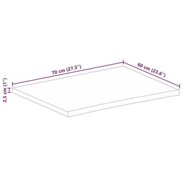 vidaXL Pöytälevy elävä reuna 70x60x2,5 cm täysi mangopuu
