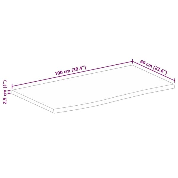 vidaXL bordplade 100x60x2,5 cm naturlig kant massivt mangotræ