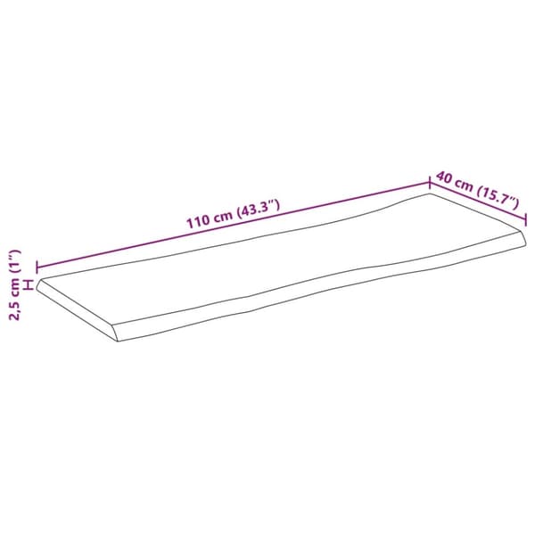 vidaXL Bordplate naturlig kant 110x40x2,5 cm grovt heltre mangotre