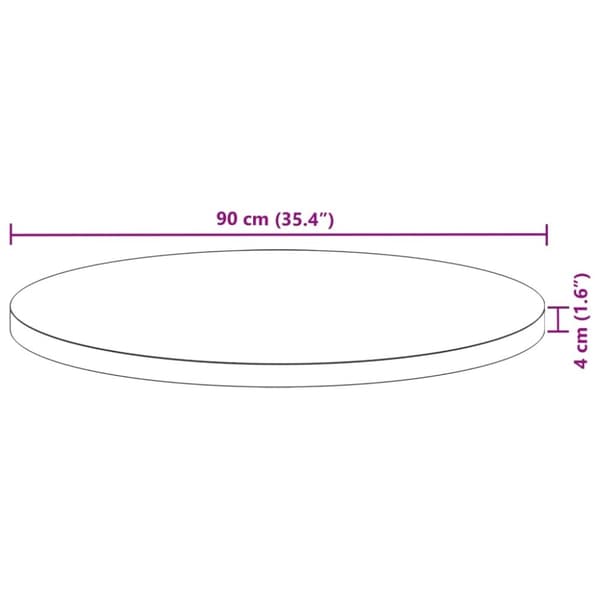 vidaXL Bordplate rund Ø90x4 cm heltre akasie