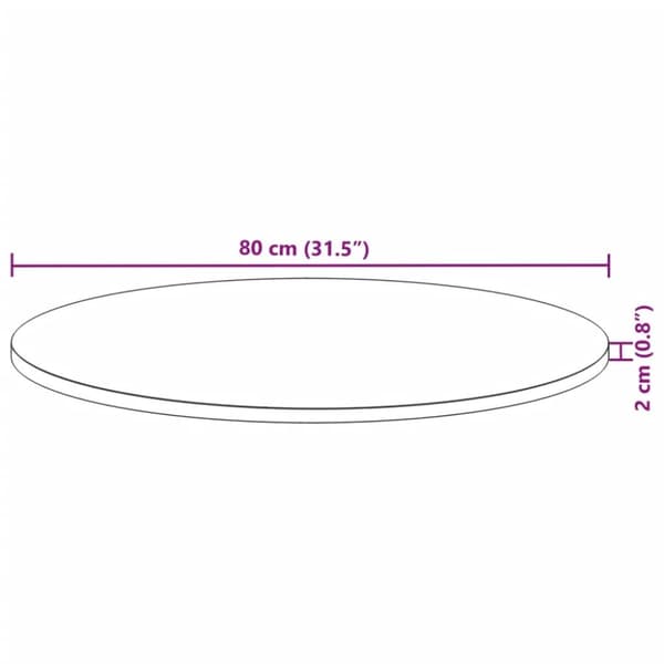 vidaXL Pöytälevy pyöreä Ø80x2 cm täysi akasiapuu