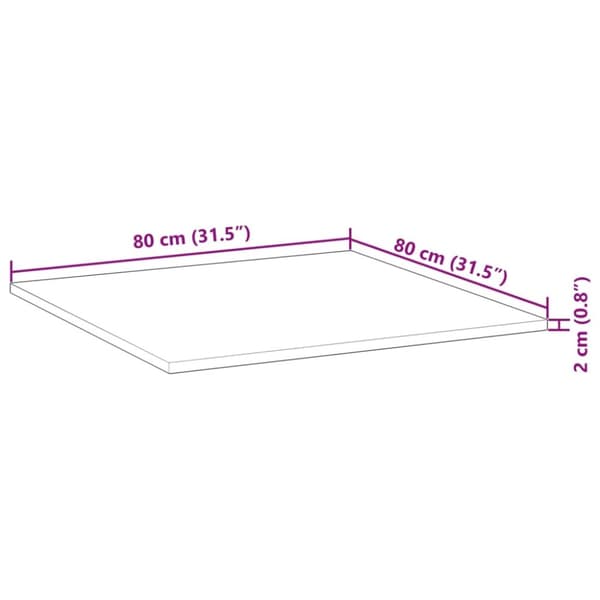 vidaXL bordplade 80x80x2 cm firkantet massivt akacietræ