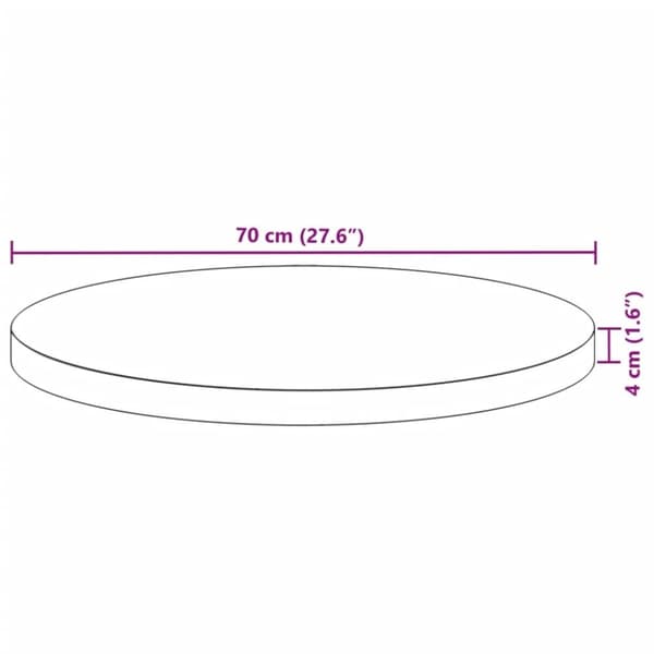 vidaXL Bordsskiva rund Ø70x4 cm massivt akaciaträ