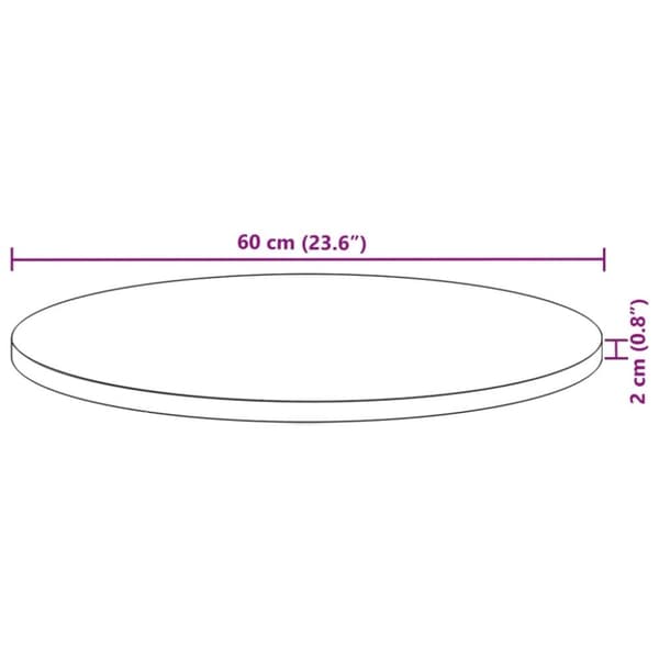 vidaXL Bordplate rund Ø60x2 cm heltre akasie