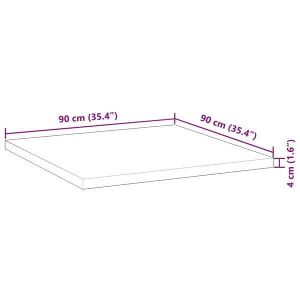 vidaXL Bordplate firkantet 90x90x4 cm heltre akasie