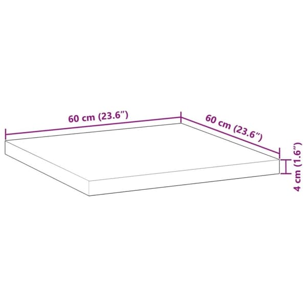 vidaXL Bordsskiva fyrkantig 60x60x4 cm massivt akaciaträ