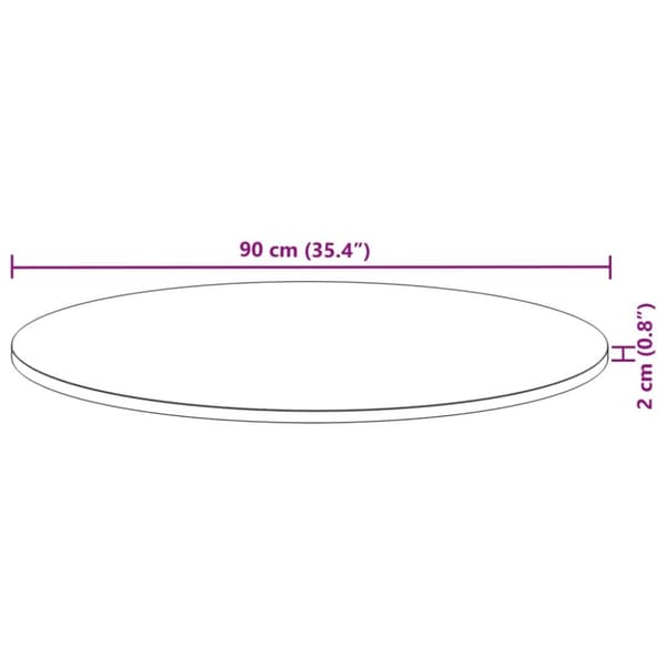 vidaXL Bordplate rund Ø90x2 cm heltre akasie