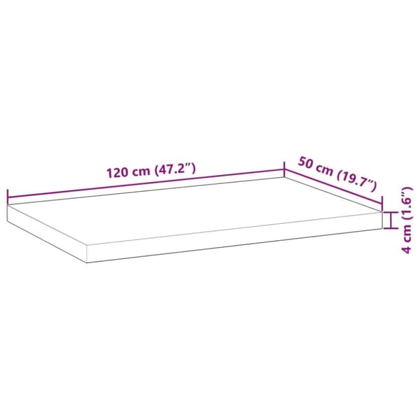 vidaXL Bordsskiva rektangulär 120x50x4 cm massivt akaciaträ
