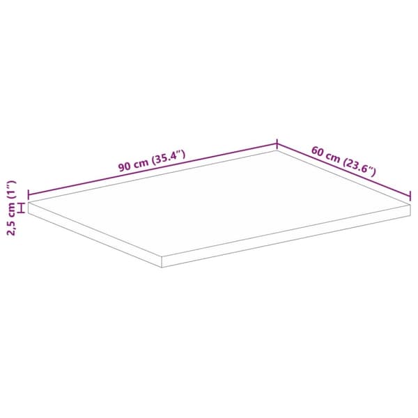 vidaXL Bordplate 90x60x2,5 cm rektangulær grovt heltre mango