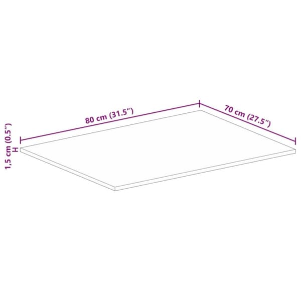 vidaXL bordplade 80x70x1,5 cm rektangulær massivt ru mangotræ