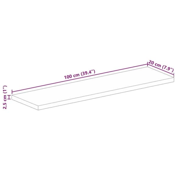 vidaXL Bordsskiva 100x20x2,5 cm rektangulär massivt mango-trä