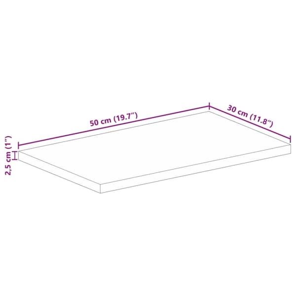 vidaXL Bordplate 50x30x2,5 cm rektangulær heltre mango