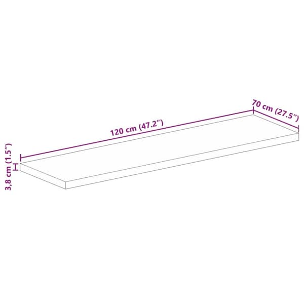 vidaXL Bordplate 120x70x3,8 cm rektangulær heltre mango