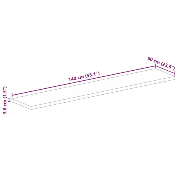 vidaXL Bordplate 140x60x3,8 cm rektangulær heltre mango