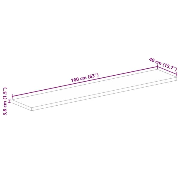 vidaXL bordplade 160x40x3,8 cm rektangulær massivt mangotræ
