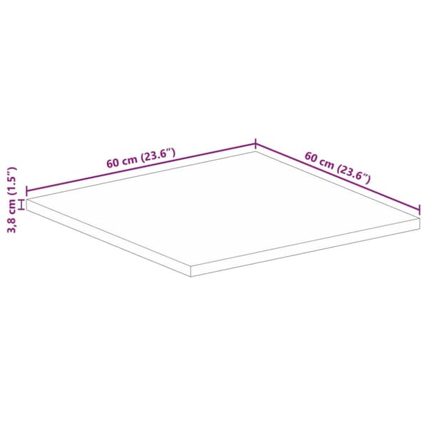 vidaXL bordplade 60x60x3,8 cm firkantet massivt mangotræ