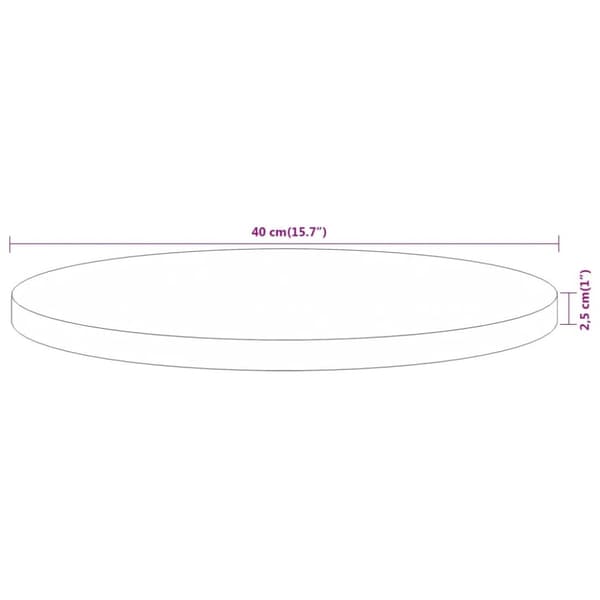 bordplade Ø40x2,5 cm rund massivt akacietræ