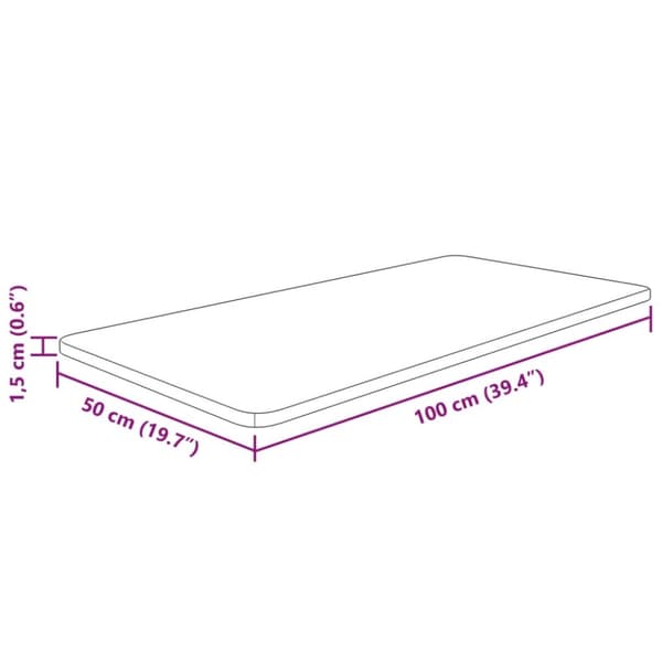bordplade til badeværelse 100x50x1,5 cm massivt træ ubehandlet