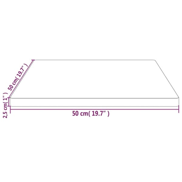 Bordsskiva 50x50x2,5 cm massiv furu fyrkantig