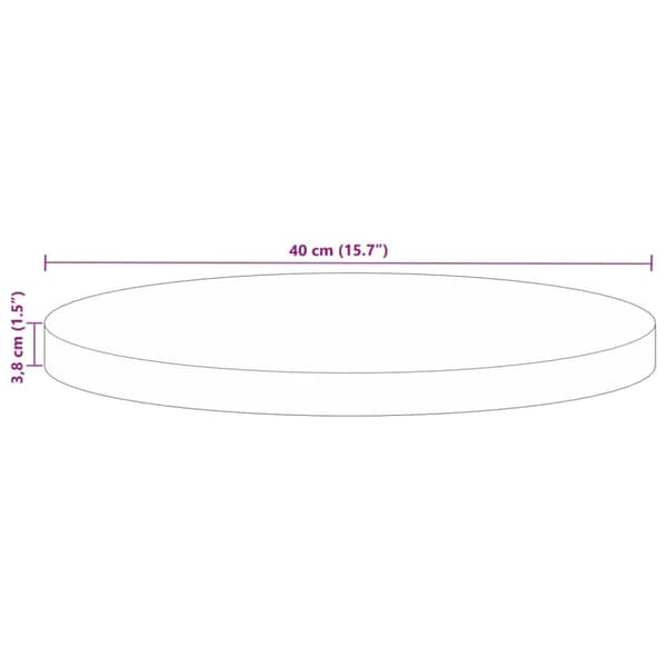 bordplade Ø40x3,8 cm rund massivt genbrugstræ
