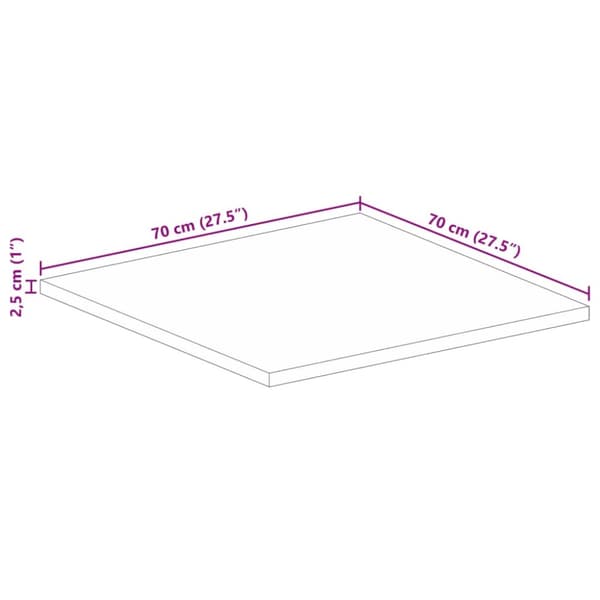 Bordsskiva 70x70x2,5 cm fyrkantig massivt mango-trä