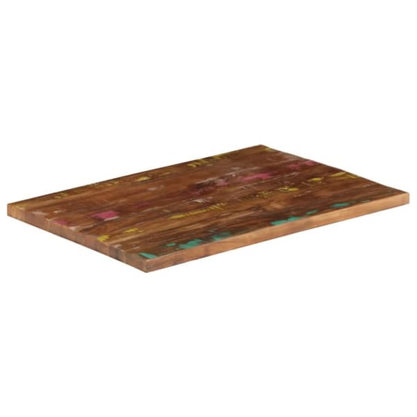 Pöytälevy 80x50x3,8 cm suorakaide kierrätetty täyspuu