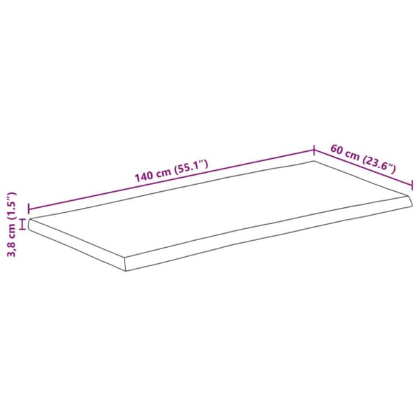 bordplade 140x60x3,8 cm naturlig kant massivt mangotræ