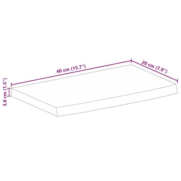 Pöytälevy elävä reuna 40x20x3,8 cm täysi mangopuu
