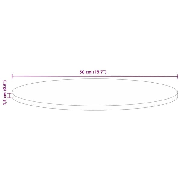 bordplade Ø50x1,5 cm rund massivt genbrugstræ
