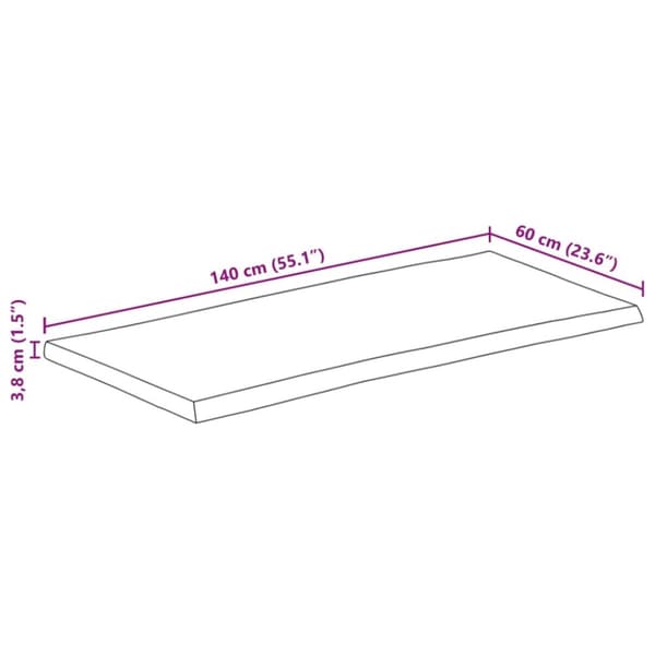 Pöytälevy 140x60x3,8 cm elävä reuna täysi mangopuu