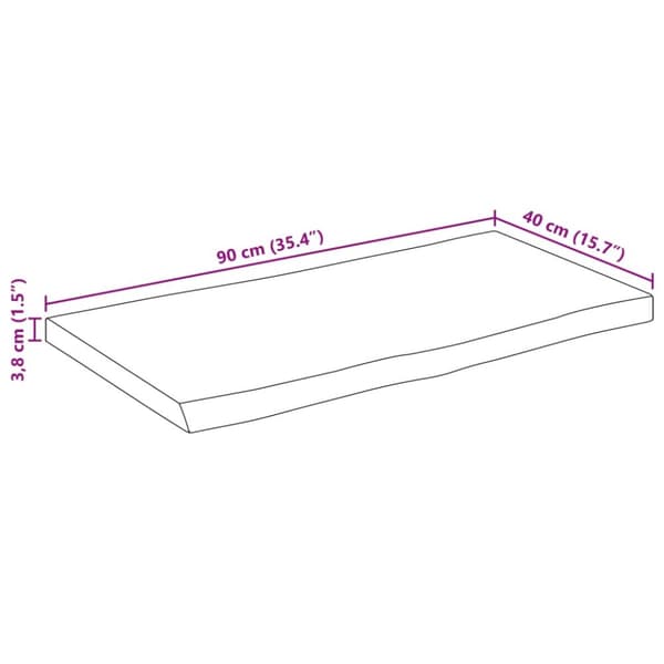 bordplade 90x40x3,8 cm rektangulær massivt akacietræ