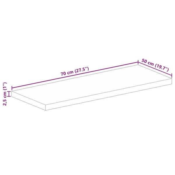 Bordsskiva 70x50x2,5 cm rektangulär massivt mango-trä